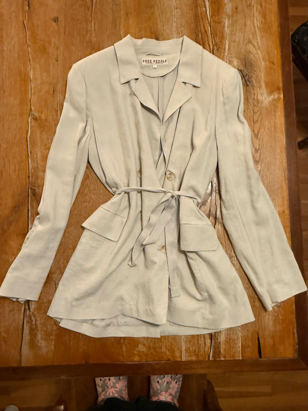 Free People Soft Cream Tie-Waist Blazer